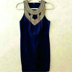 LILLY PULITZER 0 WOMENS DARK NAVY GOLD BEADING RED‎ CARPET ROMANTIC SHINY DRESS.